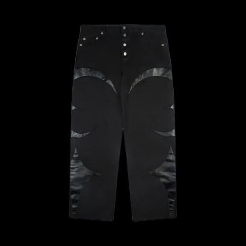 Thug Club Leather Washing Denim Pants 'Black'