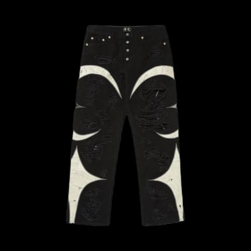 Thug Club Leather Washing Denim Pants 'Black'