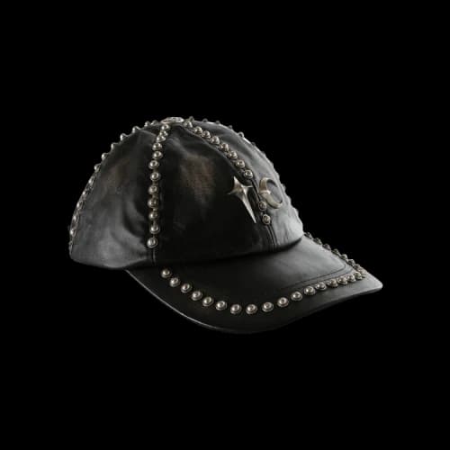 Thug Club Studded Washed Leather Cap 'Black'