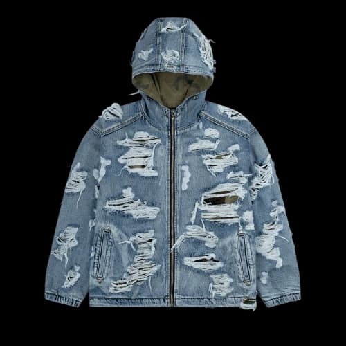 Thug Club Hell Denim Camo Hooded Zip-Up 'Blue'