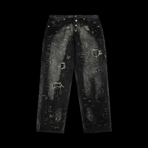 Thug Club Hard-Washed Damaged Denim Pants 'Black'