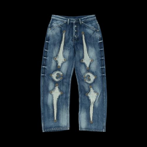 Thug Club TC Bone Leather Denim Pants 'Blue'