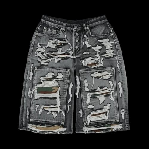 Thug Club Hell Camo Denim Shorts 'Black'