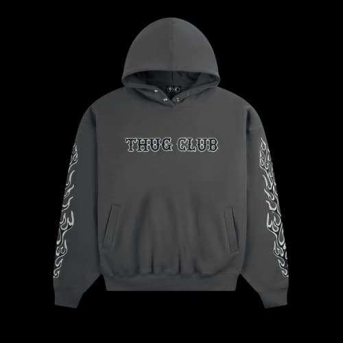 Thug Club Leather Flame Hoodie 'Grey'