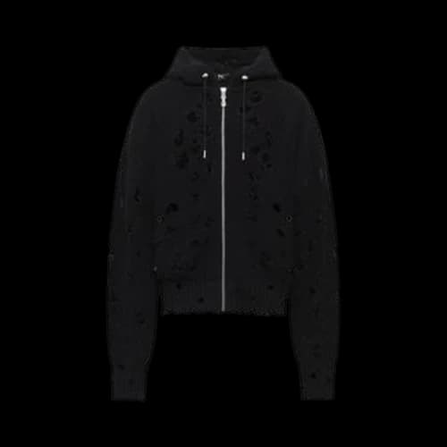 Thug Club Destroyed Knit Zip-Up Hoodie 'Black'
