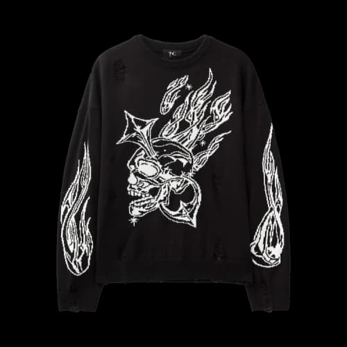 Thug Club Chrome Skull Knit Sweater 'Black'