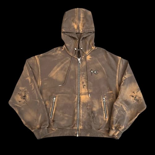 Thug Club Two Tone Washed Zip-Up Hoodie 'Olive'
