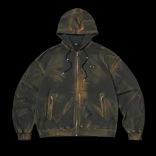 Thug Club Two Tone Washed Zip-Up Hoodie 'Rust Black'