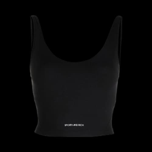 Sporty & Rich Logo Print Cropped Top 'Black'
