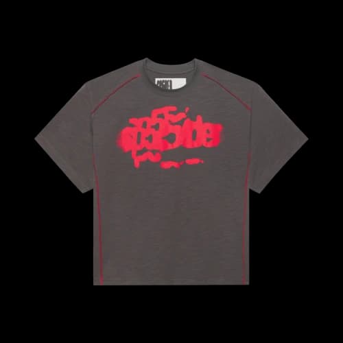 Sp5der Slate Contrast Stitch Slub Tee 'Black'
