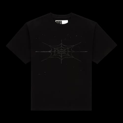 Sp5der Rhinestone Silk Tee 'Black'
