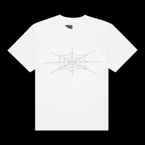 Sp5der Rhinestone Silk Tee 'White'