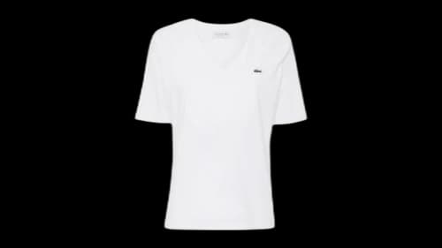 Lacoste Women's Relaxed Fit Soft Cotton V Neck T-shirt White