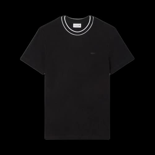 Lacoste Stretch Pique Stripe Collar T-shirt Black