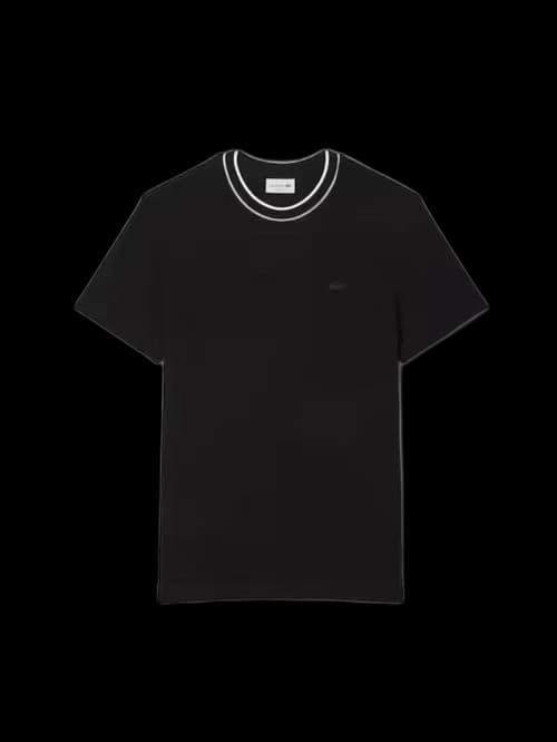 Lacoste Stretch Piqu茅 Stripe Collar T-shirt Black