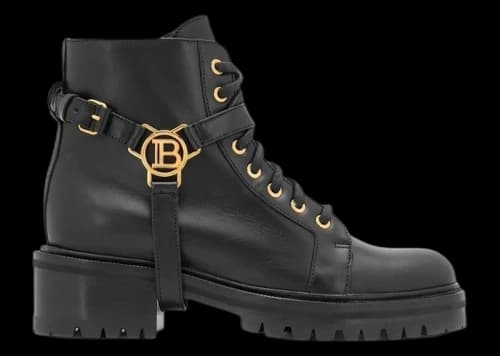 Balmain Leather Ranger Boots Black (Women's)