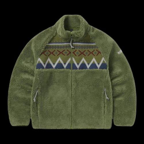 thisisneverthat Knit Paneled Fleece Jacket 'Olive'