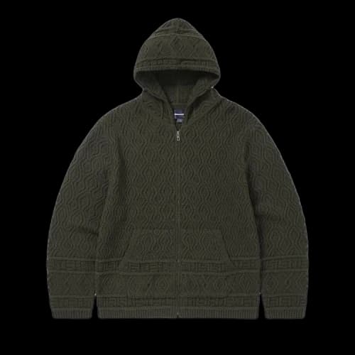 thisisneverthat Cable Knit Zip Hoodie 'Olive'