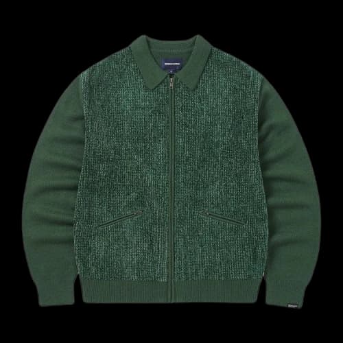 thisisneverthat Velvet Knit Zip Polo 'Green'