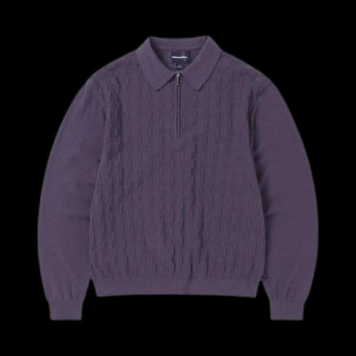 thisisneverthat Cable Knit Zip Polo 'Violet'