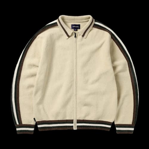 thisisneverthat Striped Zip Cardigan 'Ivory'