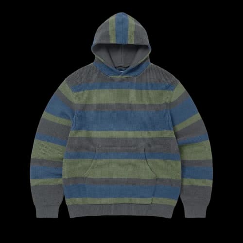 thisisneverthat Striped Waffle Knit Hoodie 'Grey'