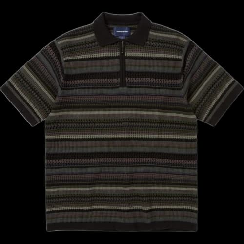 Thisisneverthat SS26 Striped S/S KnIt Polo Black Polo Shirt Unisex