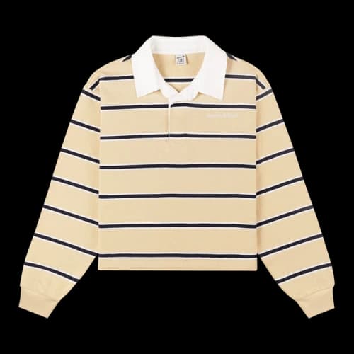 Sporty & Rich Serif Logo Rugby Polo 'Almond'