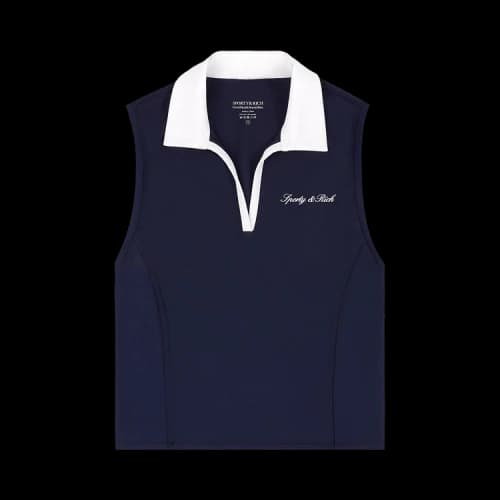 Sporty & Rich Signature Logo Sports Polo Vest 'Dark Navy/White'