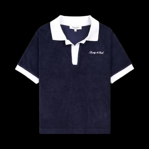 Sporty & Rich Signature Logo Terry Polo 'Dark Navy/White'