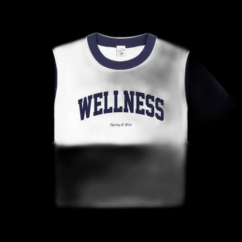 Sporty & Rich Wellness Ivy Color Block Cropped Tee 'White'