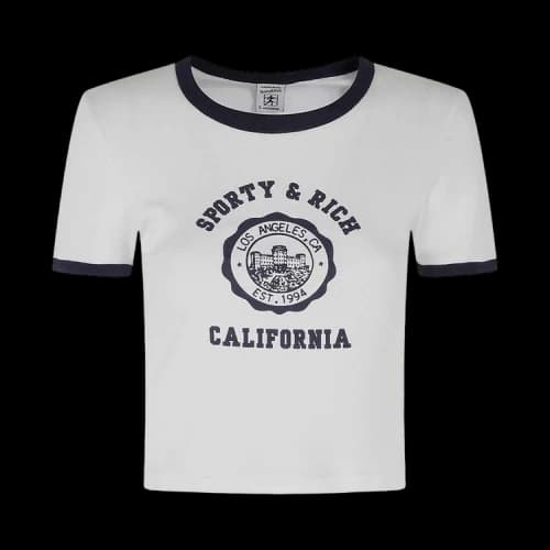 Sporty & Rich California Emblem Soft Ringer Tee 'White'