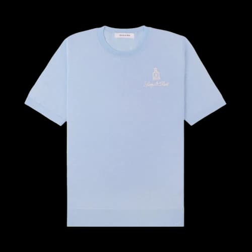Sporty & Rich Vendome Short-Sleeve Merino Sweater 'Ciel'
