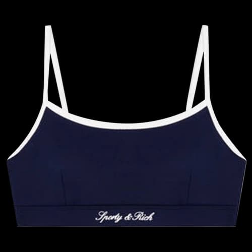 Sporty & Rich Signature Logo Athletic Bra 'Dark Navy/White'
