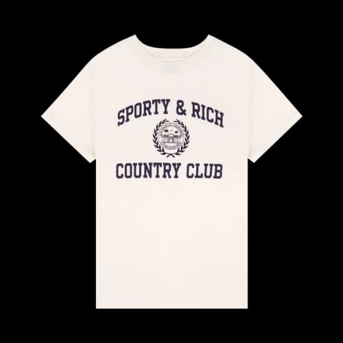 Sporty & Rich Varsity Crest Essential Tee 'Ecru/Navy'