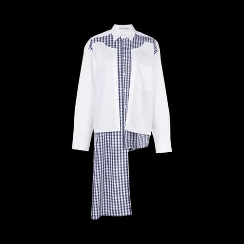 JW Anderson Double Placket Gingham Patchwork Shirt 'White'