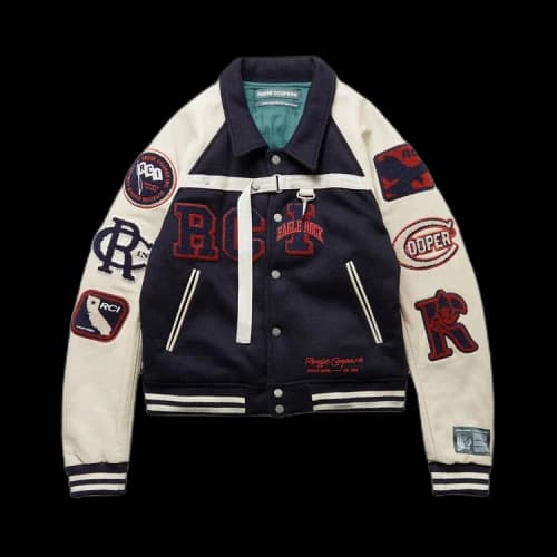 Reese Cooper Two Steps Forward Wool Varsity Jacket 'Bone'