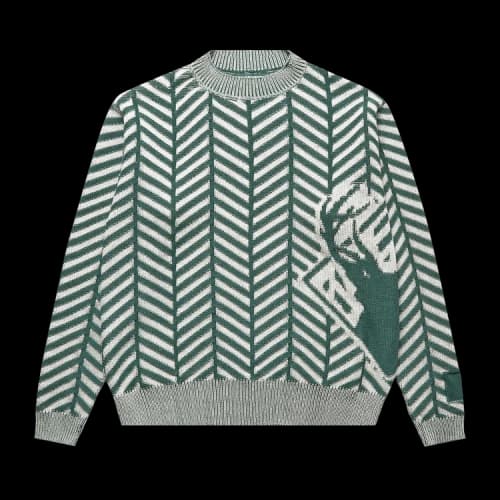 Reese Cooper Herringbone Knit Sweater 'Forest Green'