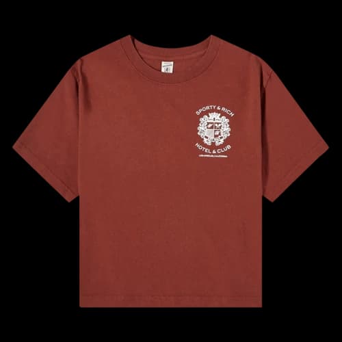 Sporty & Rich Hotel Cropped T-Shirt 'Maroon'