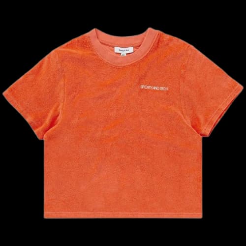 Sporty & Rich Disco Terry Cropped T-Shirt 'Cerise/White'