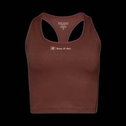 Sporty & Rich Runner Script Sports Cropped Tank 'Maroon'