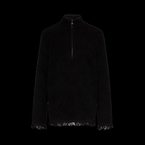 Marine Serre Frayed Terry Jacquard Sweater 'Black'