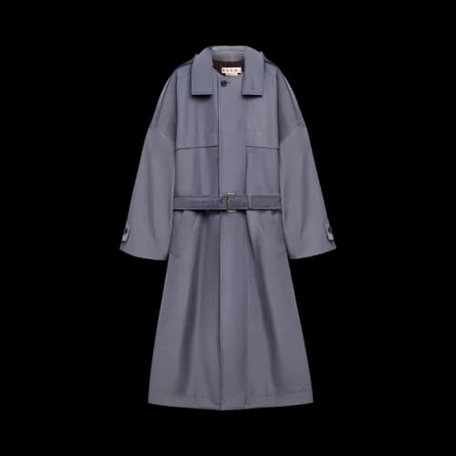Marni High Collar Belted Trench Coat 'Dark Ash'
