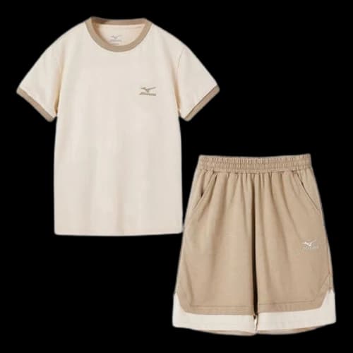 (GS) Mizuno Casual Cotton T-shirt Suit 'Beige'