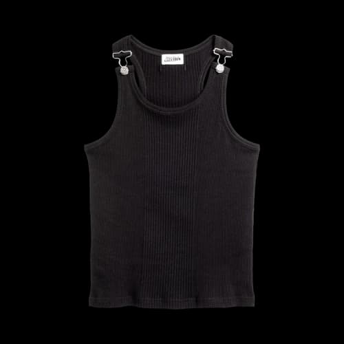Jean Paul Gaultier Ribbed Tank Top With Overall Buckles 'Black'