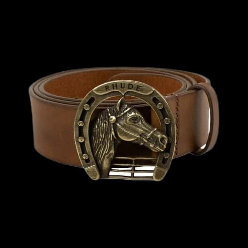 Rhude Leather Horseshoe Buckle Belt 'Brown'