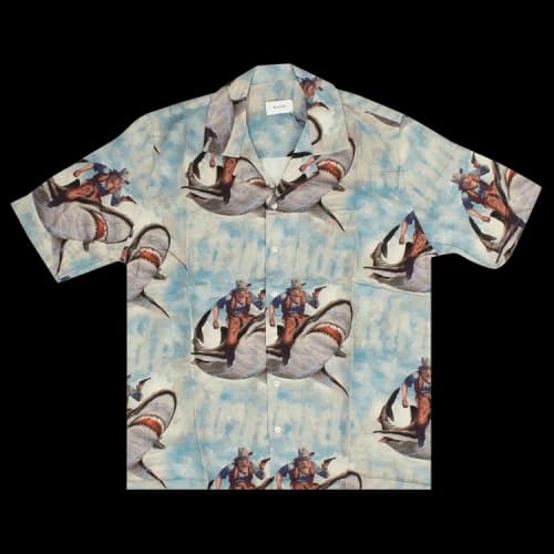 Rhude Shark Button Down Shirt 'Light Blue'