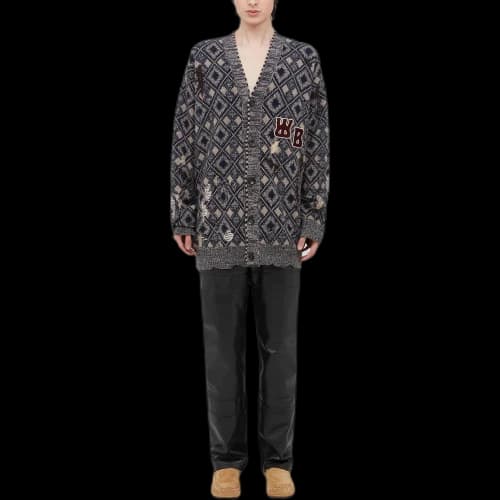 Wales Bonner Sibling Cardigan 'Grey/Black/Navy/Ivory'