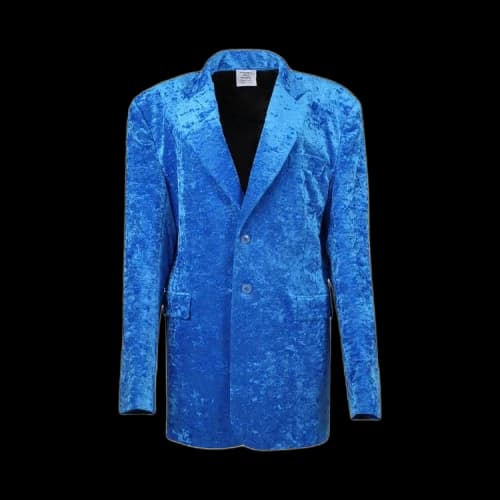 Vetements Boxy Single Breasted Velvet Tailored Jacket 'Blue'