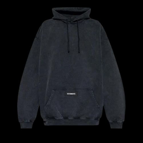 Vetements Woven Label Logo Hoodie 'Black'